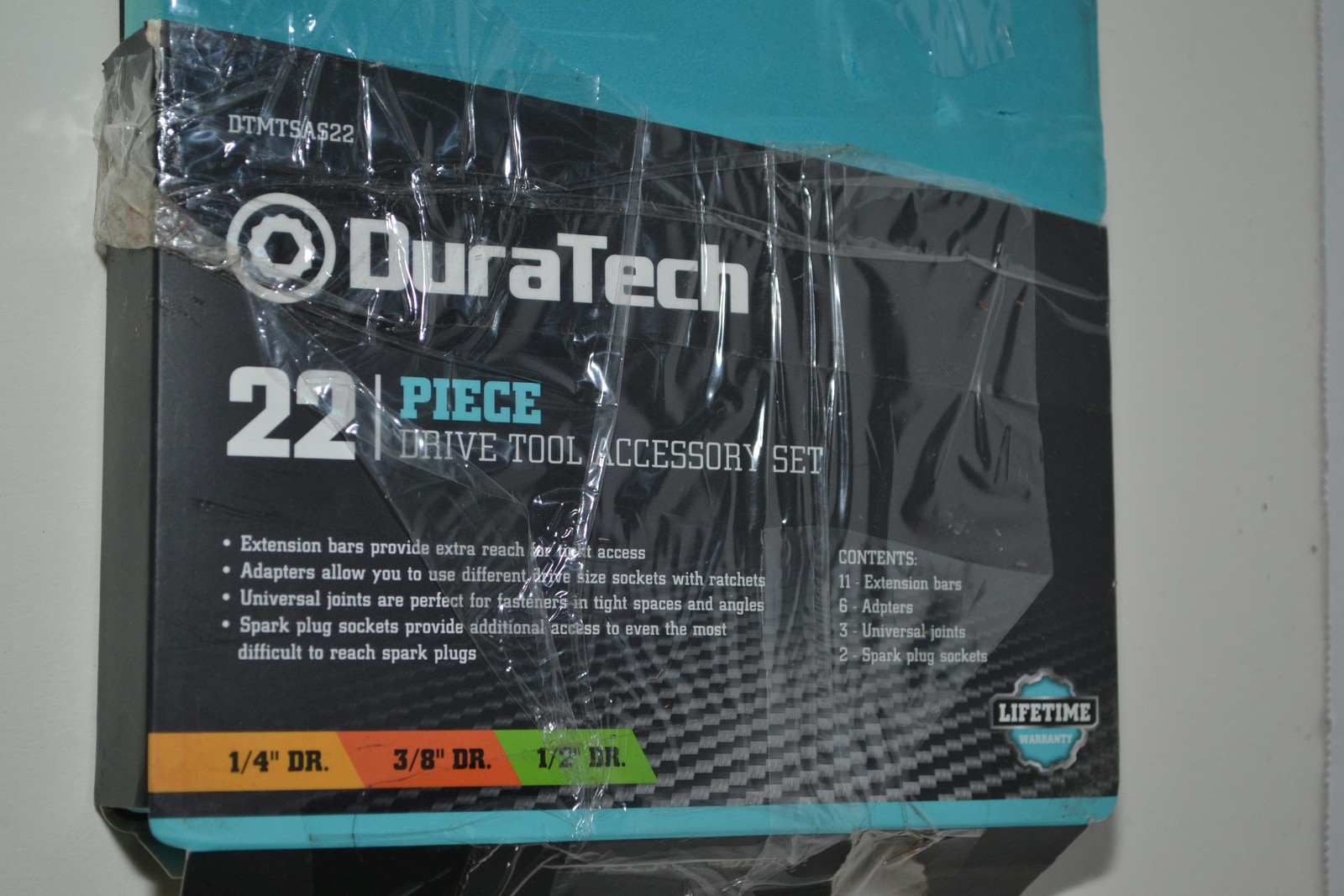 DuraTech 22 Piece Drive Tool Accessory Set Chrome 1/4 3/8 1/2 Inch DR DTMTSA522
