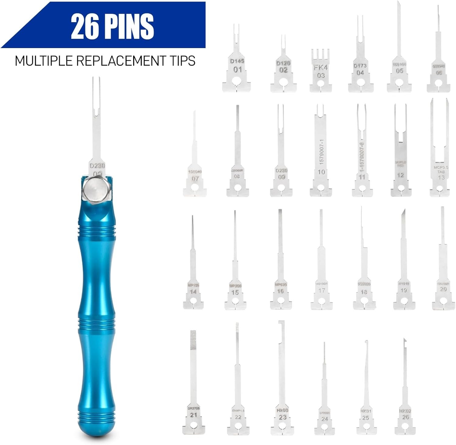 26Pcs Terminal Removal Tool Kit for Deutsch, Molex, AMP, Delphi, JST Connectors