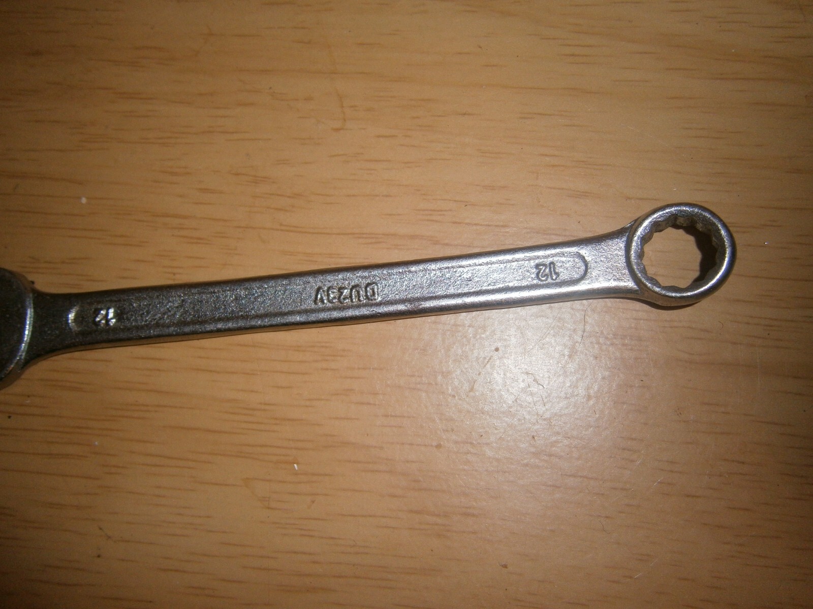 Vintage silver tone spanner. 12mm both ends.(E6b)