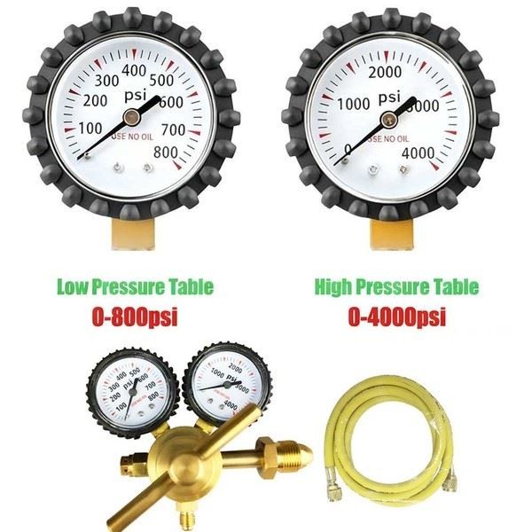 HVAC Nitrogen Regulator Pressure Tester 0800 PSI 14 Inch with Long Hose CGA580