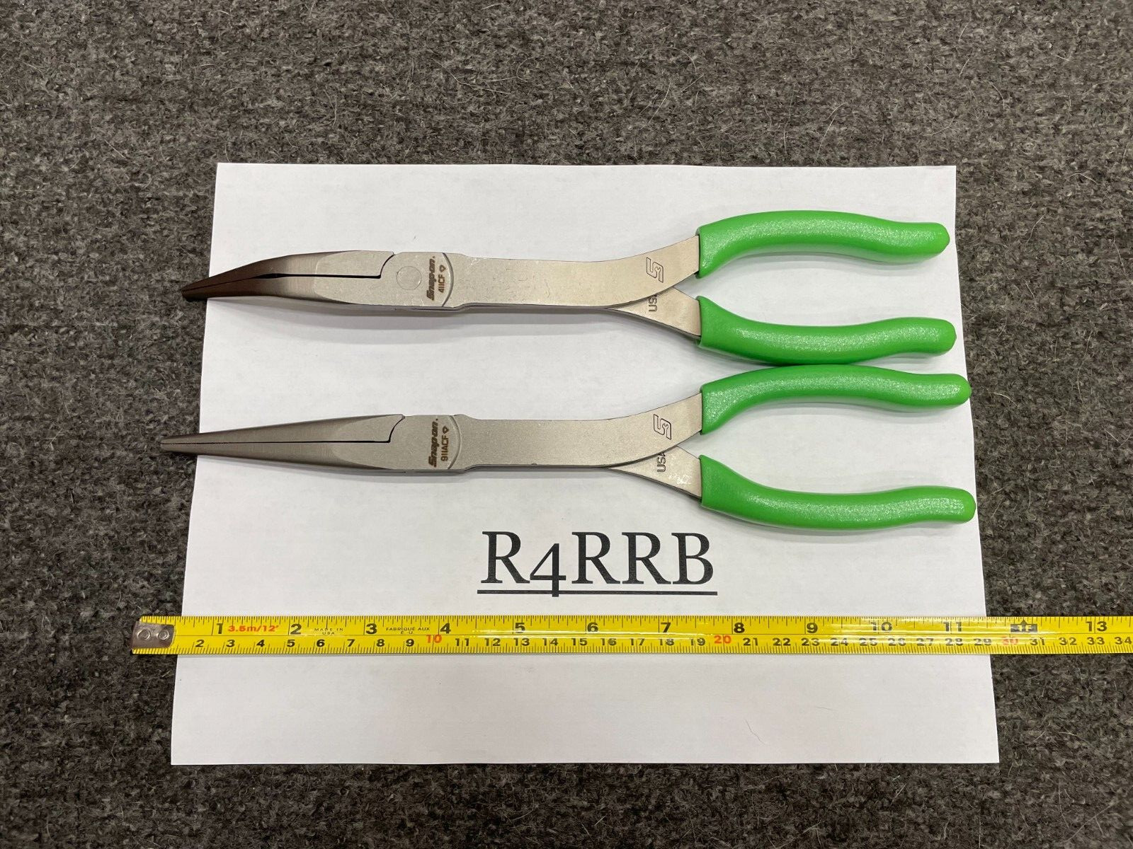 Snap-On Tools NEW 5 PIECE GREEN Soft Grip LONG Neck Needle Nose Pliers Lot Set