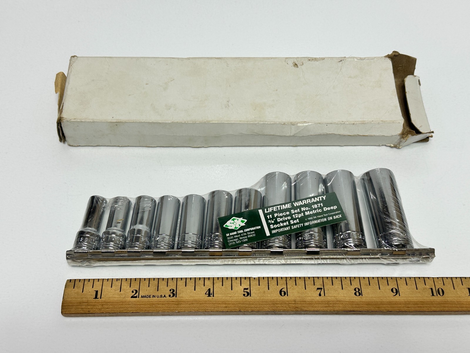 SK Tools USA 1871 11pc 3/8” Drive Metric 9mm-19mm Deep Chrome Socket – 12 Point