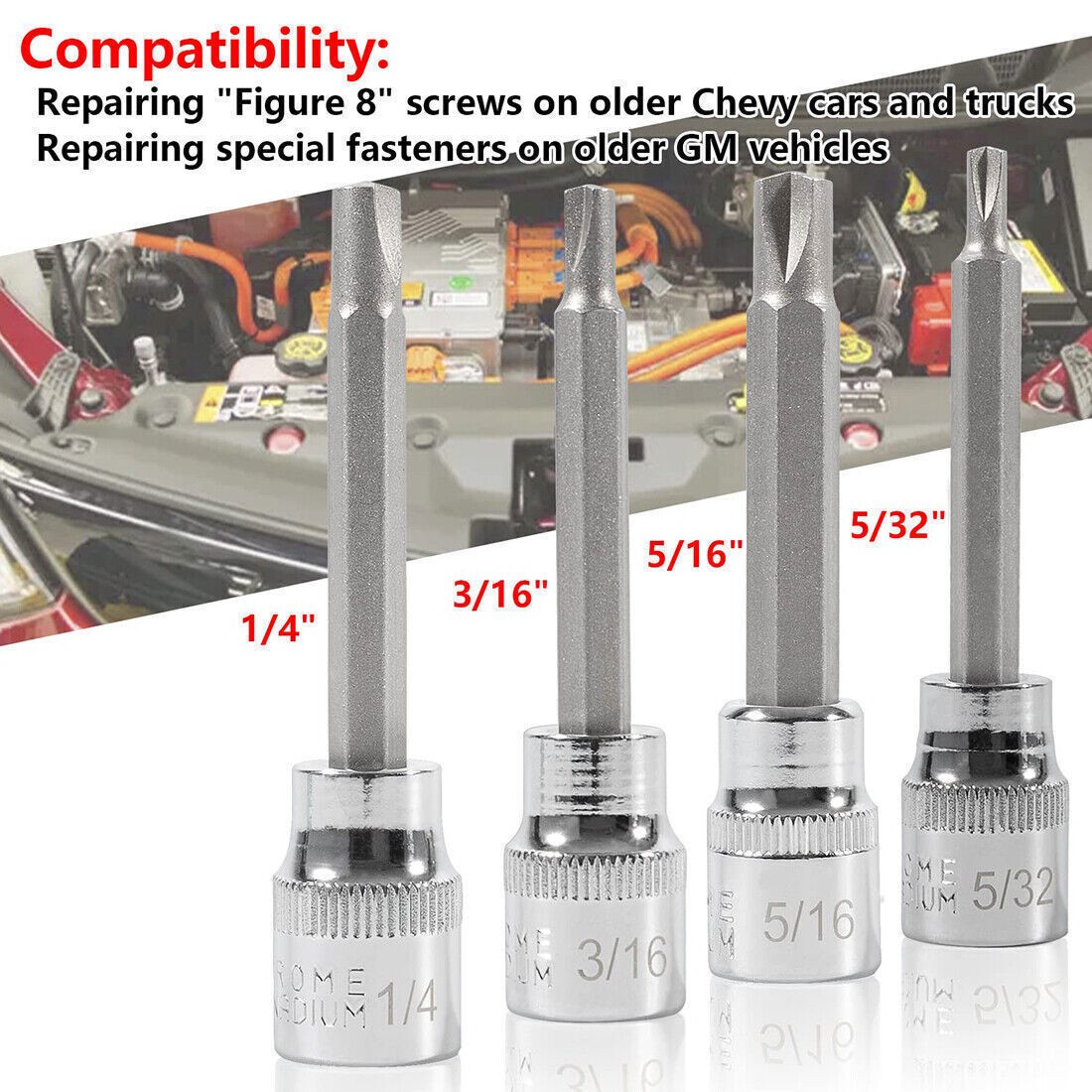 8755 Clutch Head Bit Socket Set 3/8″ Square Drive Fit for Older Chevy Car Trucks