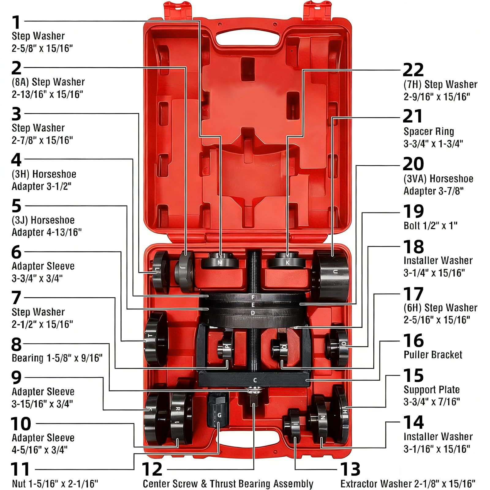 FreeTec Master Wheel Hub Removal Tool Set – C to U Sizes Back and Front…