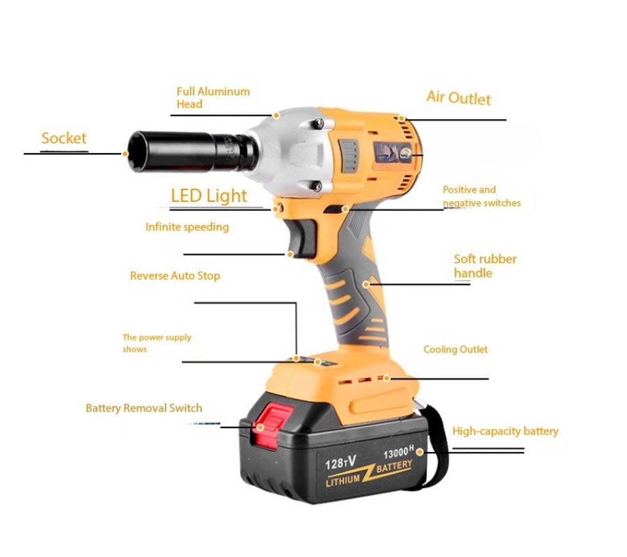 Brushless Electric Charging Wrench Impact Wrench Auto Repair Tool Socket Set