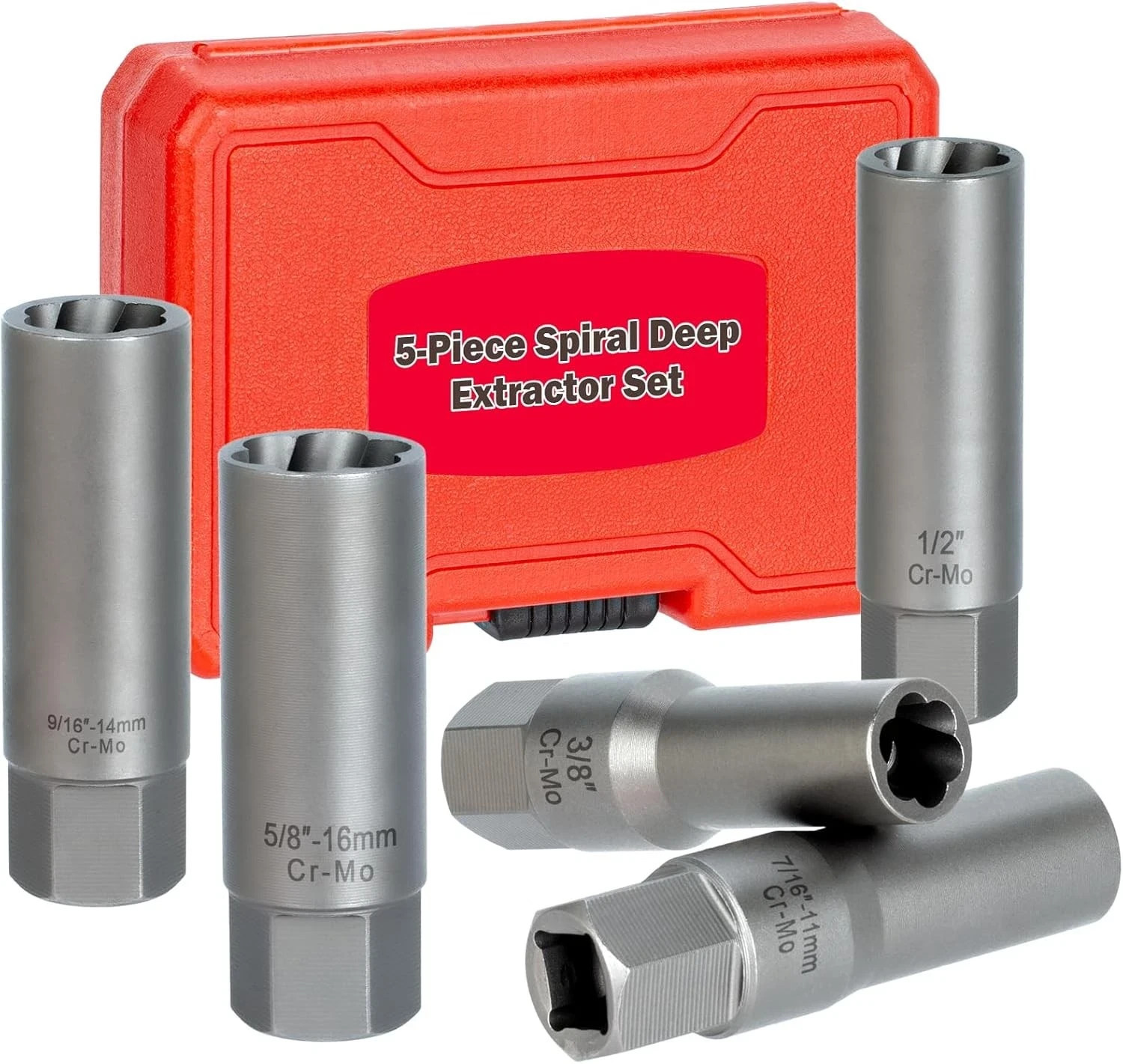 5PCS Deep Bolt Extractor Kit, Easy Out Spark Plug Socket Set, Ez…