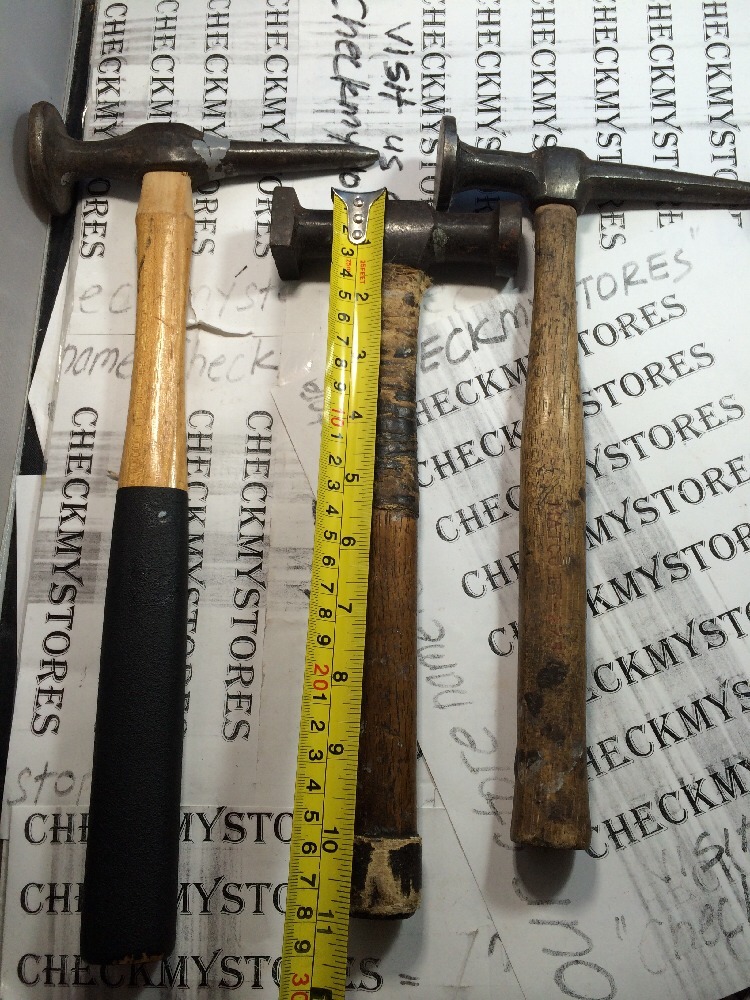 Vntg 4 HAMMERS Wooden Handle