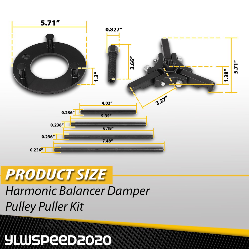 Harmonic Balancer Damper Pulley Puller Repairing Removing Garage Tool Set