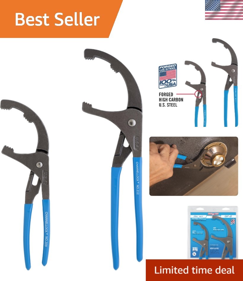 Professional Grade Oil Filter/PVC Pliers Set – 9 & 12inch High Carbon Steel