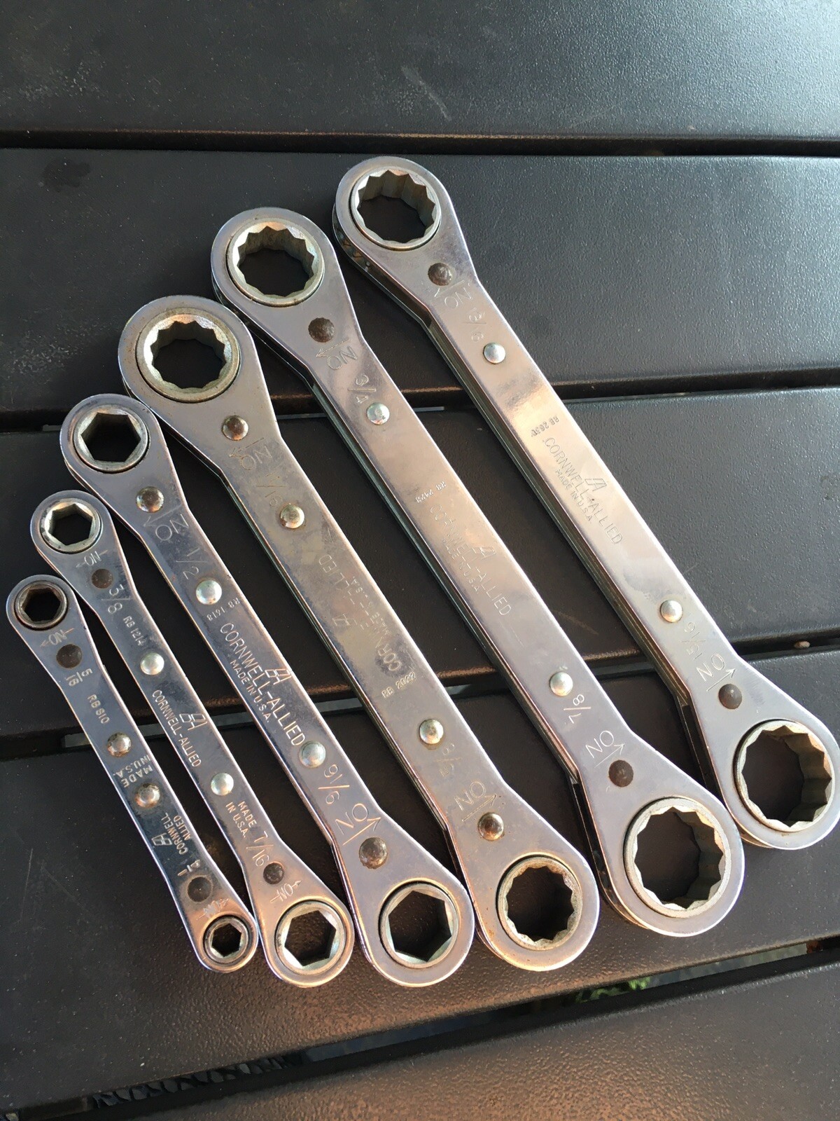Cornwell Allied Made in USA set of 6 Standard SAE Ratchet Box wrench Mechanic