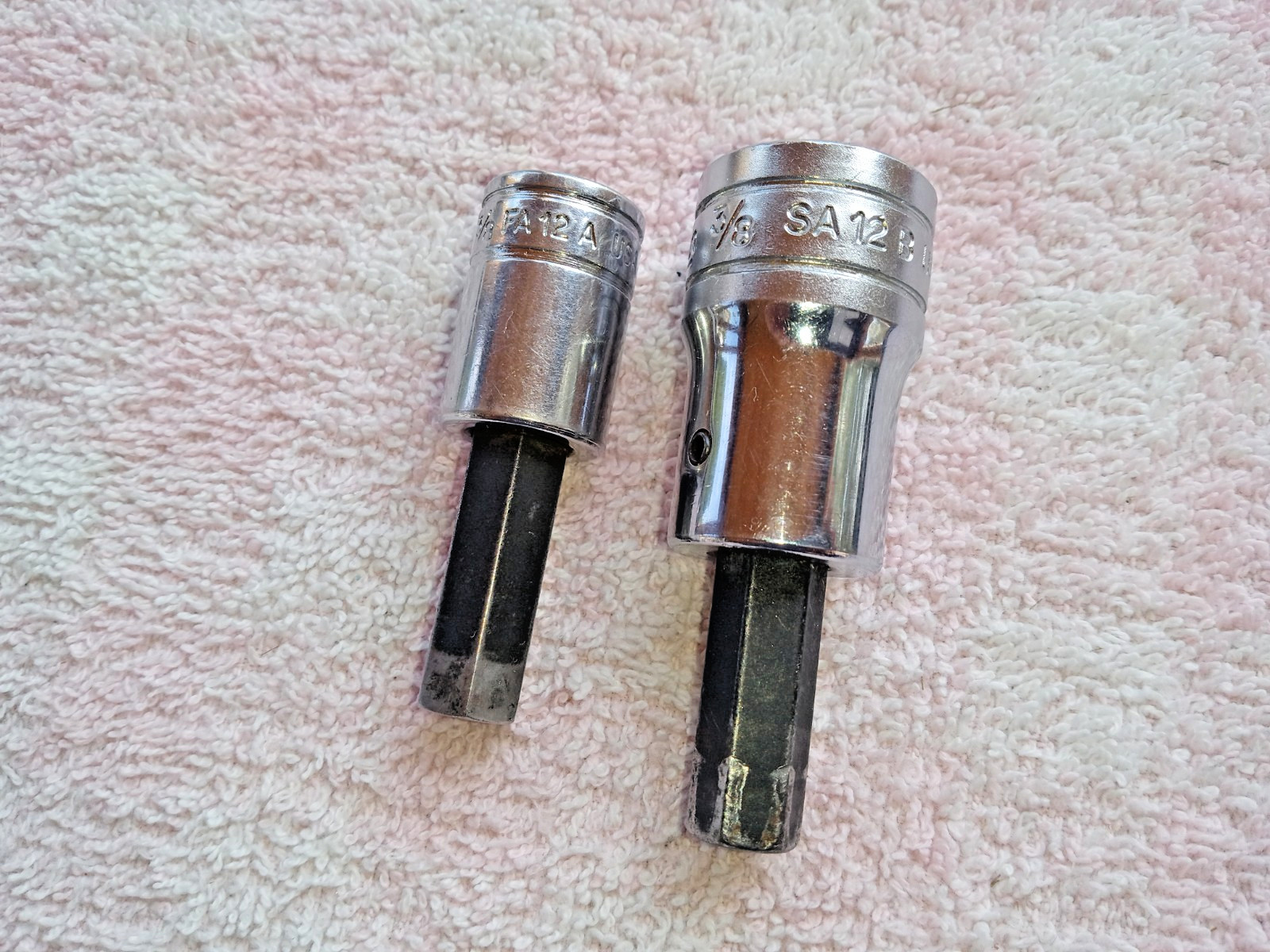 SNAP-ON HEX ALLEN SOCKETS 3/8 EXC COND 3/8 and 1/2 dr NO DAMAGE NICE CHROME gift