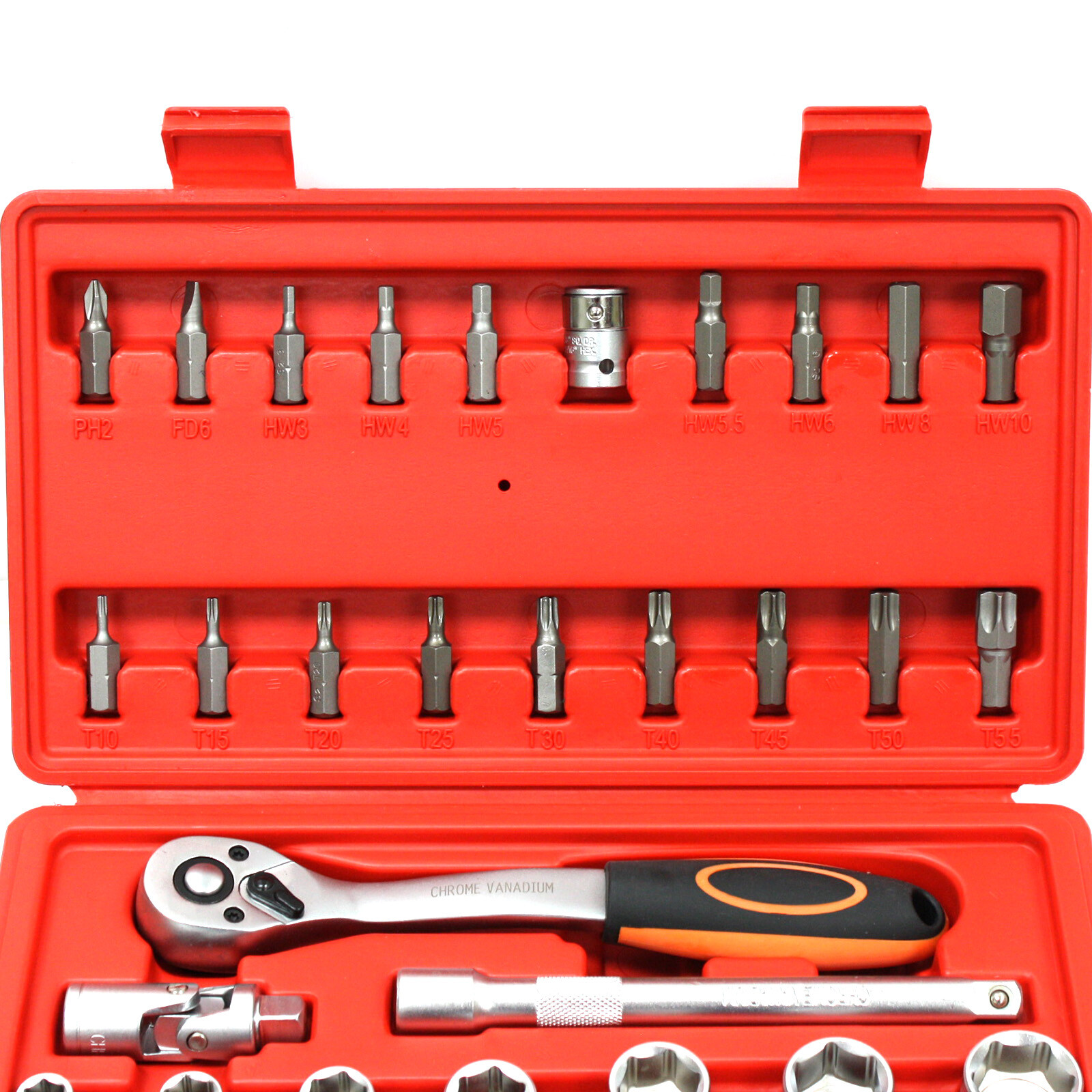 36 pcs 3/8″ Drive Metric Socket & Bit Set Star Hex Ratchet Wrench Bits Adapter