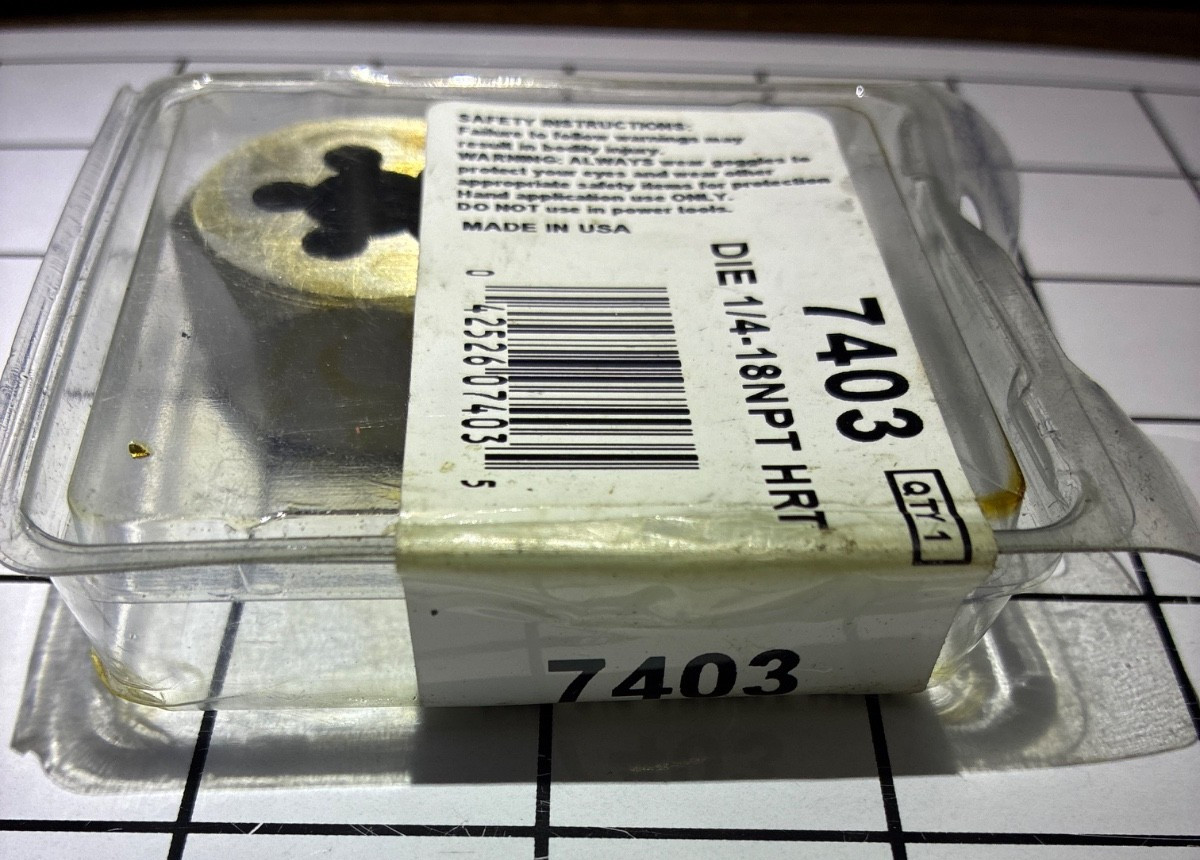 Irwin Hanson 7403 1/4″- 18 NPT HRT 1 Hex Pipe Die Nut Carbon Steel USA