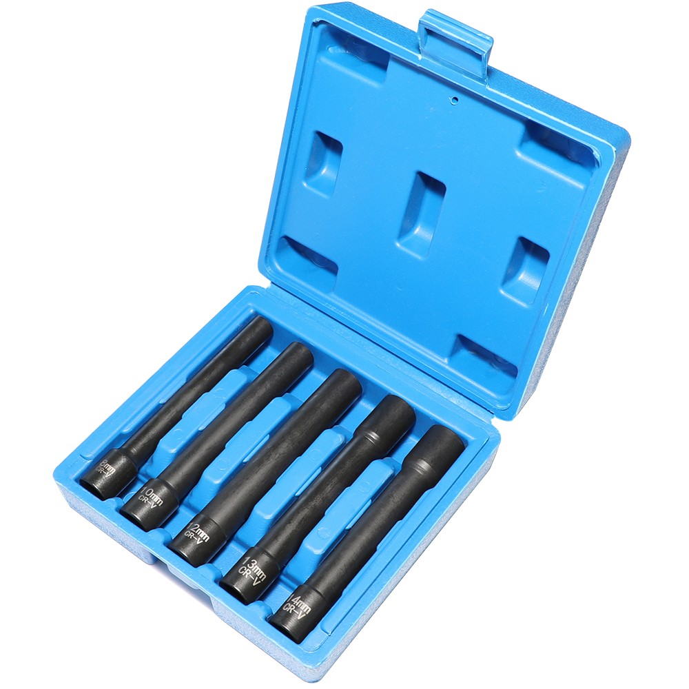 5pcs 3/8» Drive 12 Point Metric Extra Deep Impact Socket Set – 8/10/12/14mm