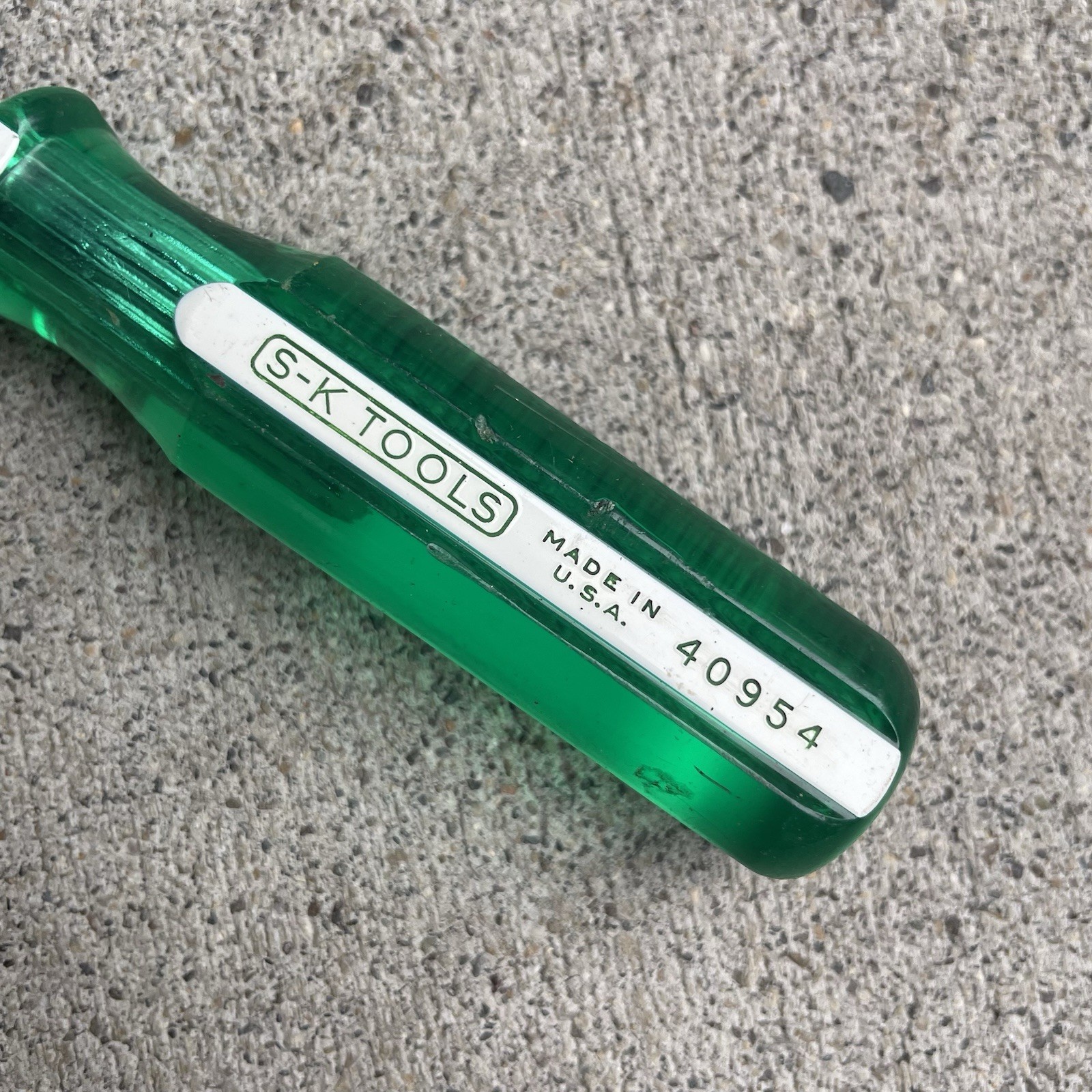 Vtg SK Tools 1/4″ Drive Green & White Spinner Acetate Handle Driver #40954