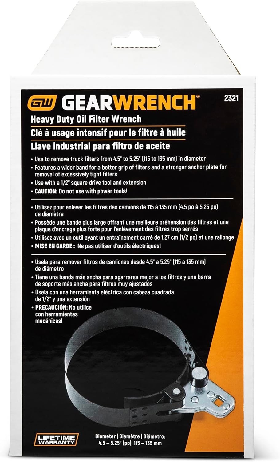 Alloy Steel Oil Filter Wrench 4-1/2″ to 5-1/4″ – Ergonomic Design for Easy Use