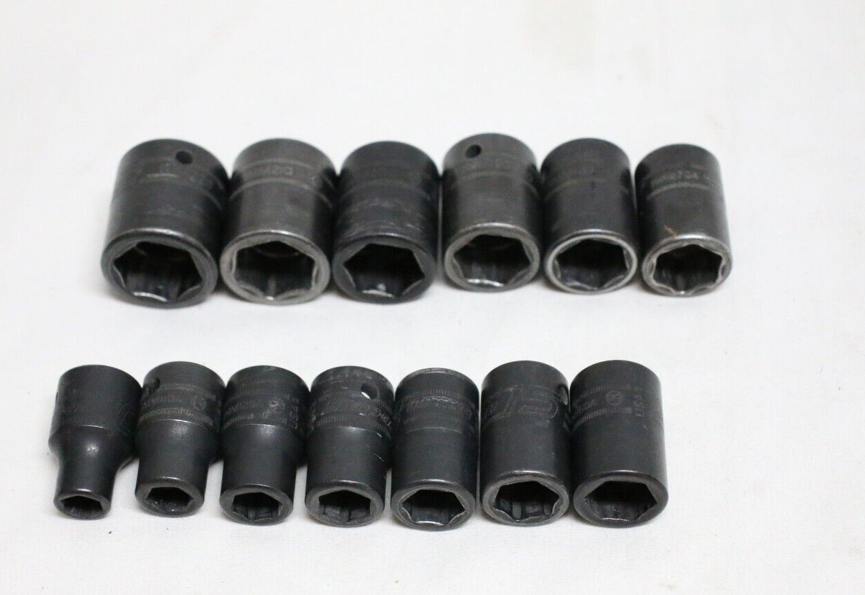 Snap-On IMM220 IMM210 IMM200 1/2 6PT metric shallow impact socket LOT OF 13