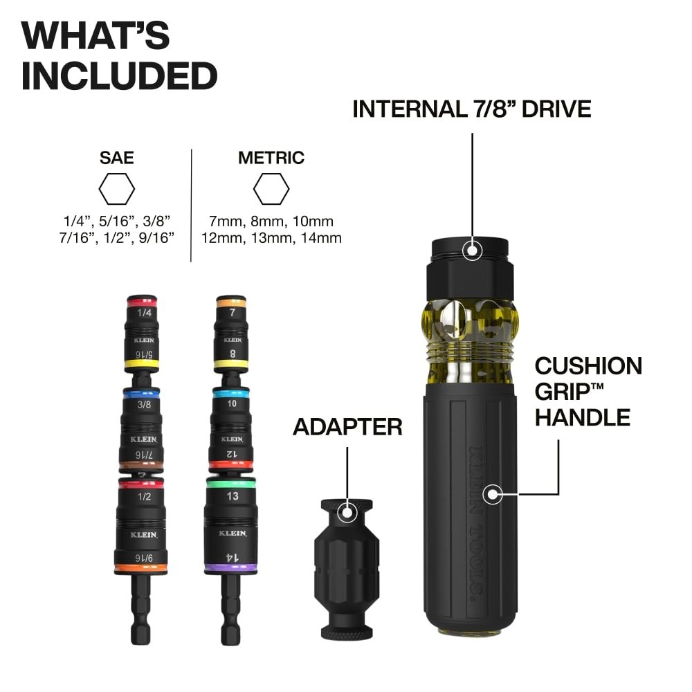 14-in-1 Impact Rated Flip Socket Set, Magnetic with Hex Drivers & Bit Holder, SA