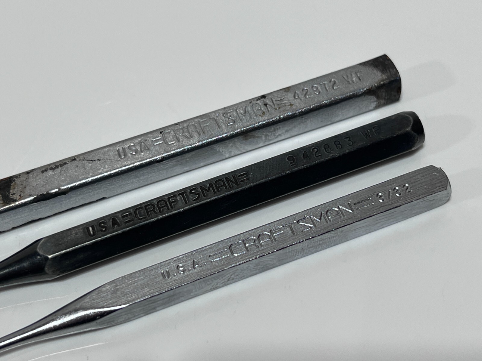 Craftsman Tools USA 3pc Punch Chisel Lot – 42882 Pin, 42972 Chisel, 42883 Punch