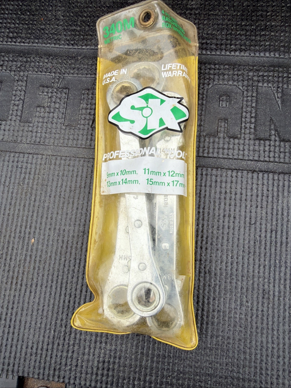 Rare SK Professional Tools USA Nos 4PC Metric Box End Ratcheting Wrench Set 340M
