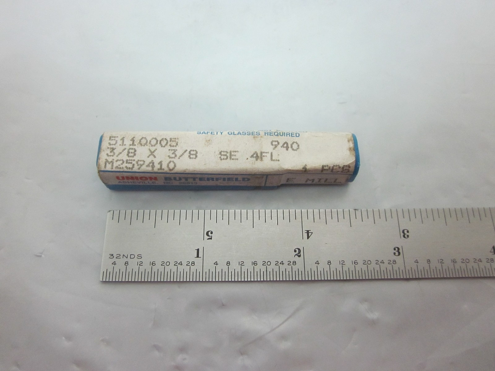 NOS UNION BUTTERFIELD 3/8″ x 3/8″ SE 4 FLUTE END MILL