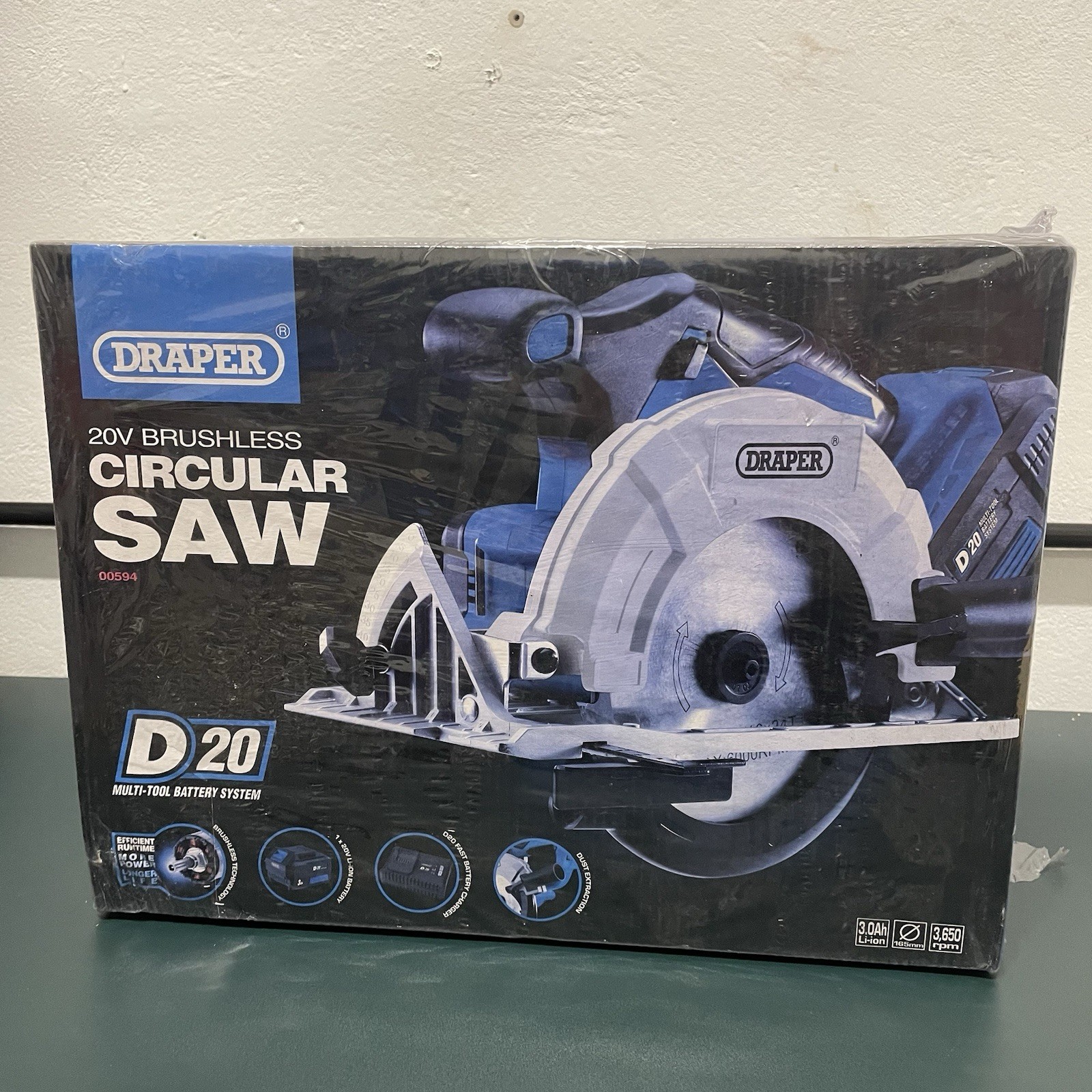 Draper D20 20V Brushless Circular Saw 3Ah Battery And Fast Charger – 00594