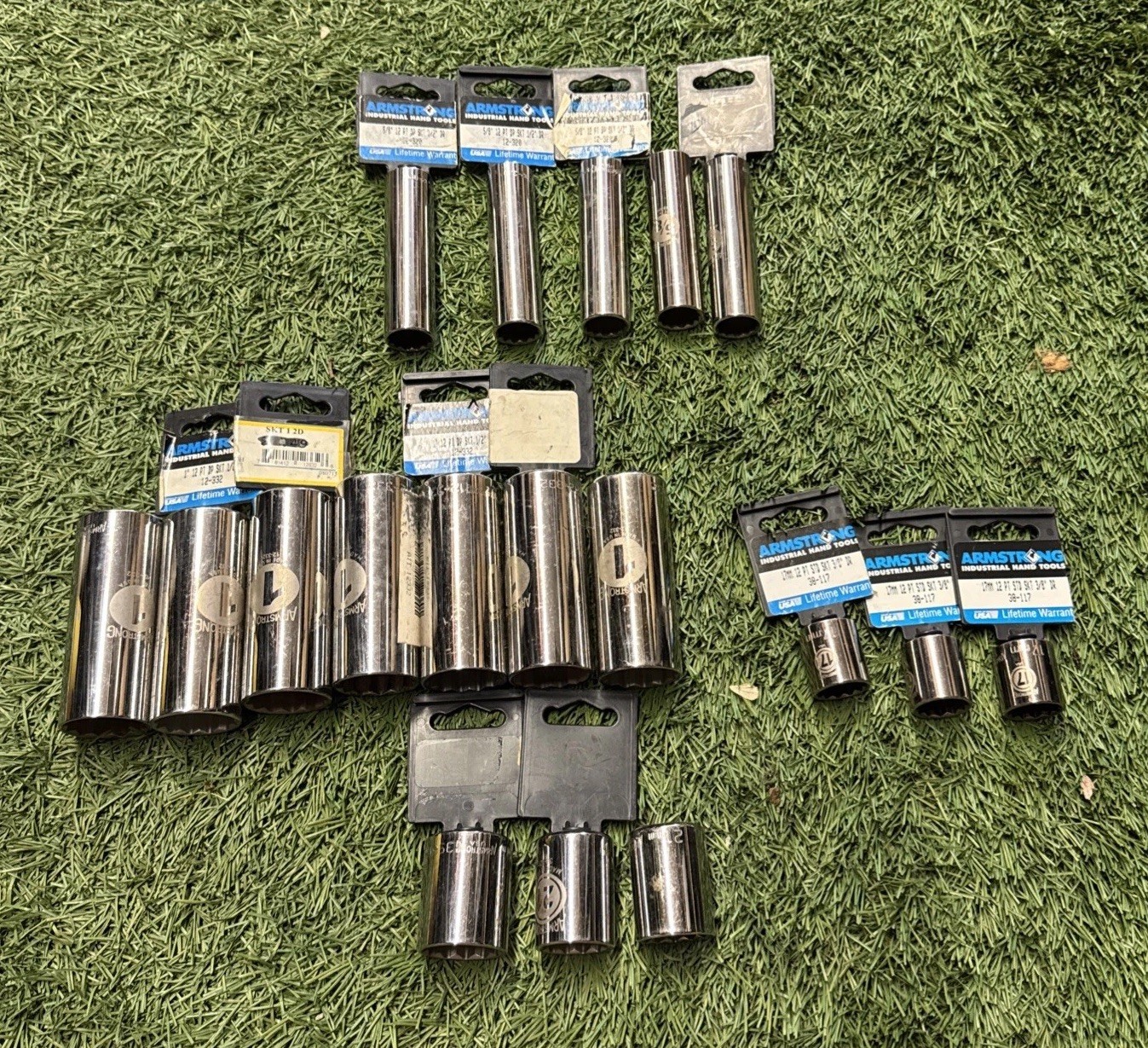 Armstrong USA 12 Point Socket Lot 18pc 1” 21mm 17mm 5/8 NOS