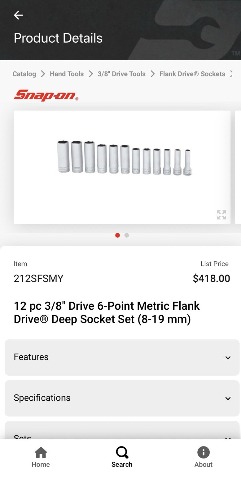 12 pc 3/8″ Drive 6-Point Metric Flank Drive Deep Socket Set (8-19 mm)