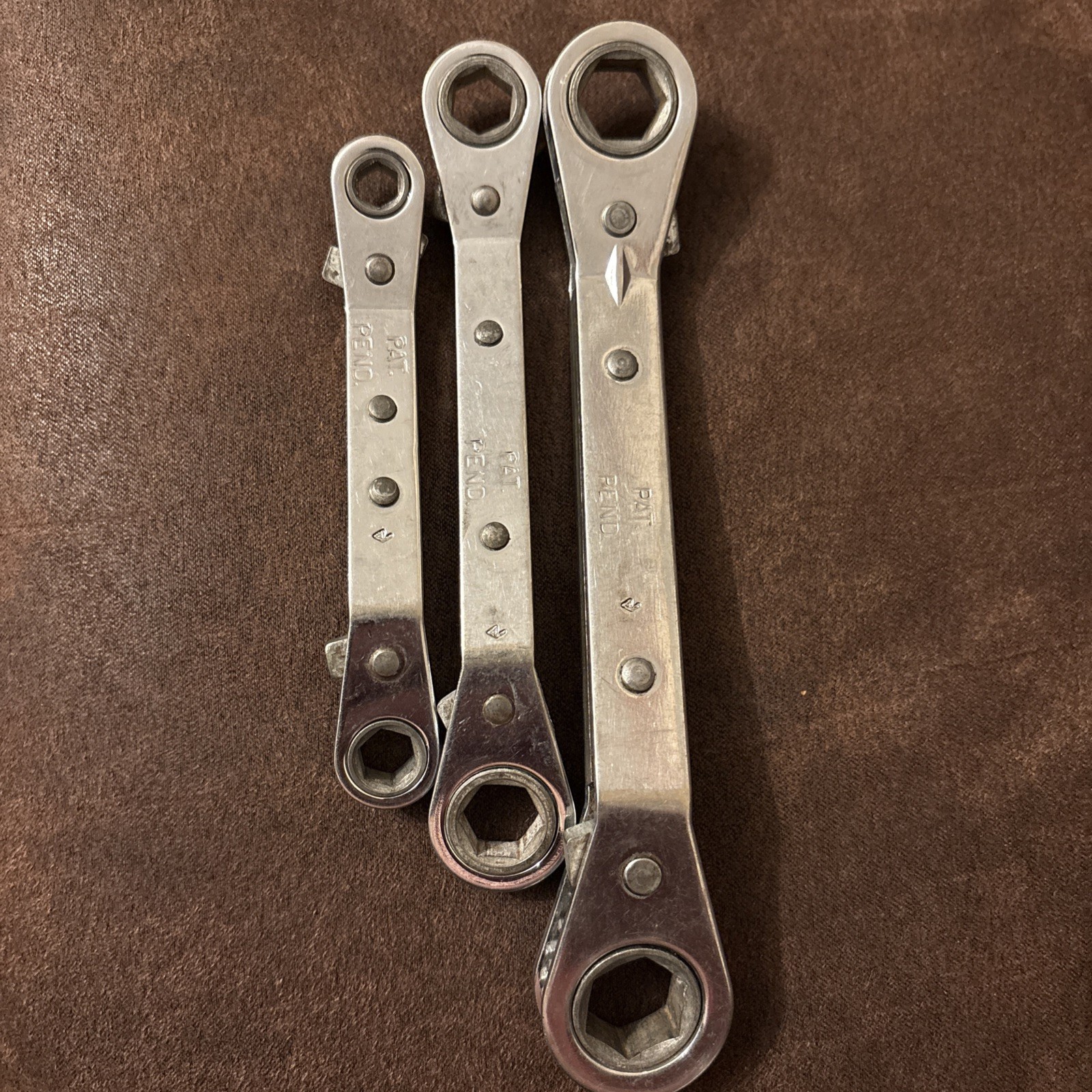 3 VTG Craftsman Box End Ratchet Wrench 1/4″ to 9/16″ USA 6 Point Pat Pen Rare
