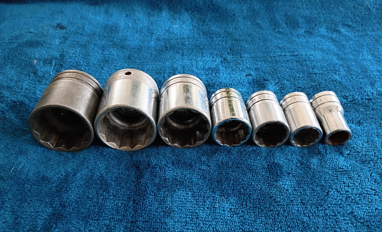 Vintage Snap-on Tools 1/2 Drive Shallow 12 Pt Socket Set of 7 1/2»-1 1/4».