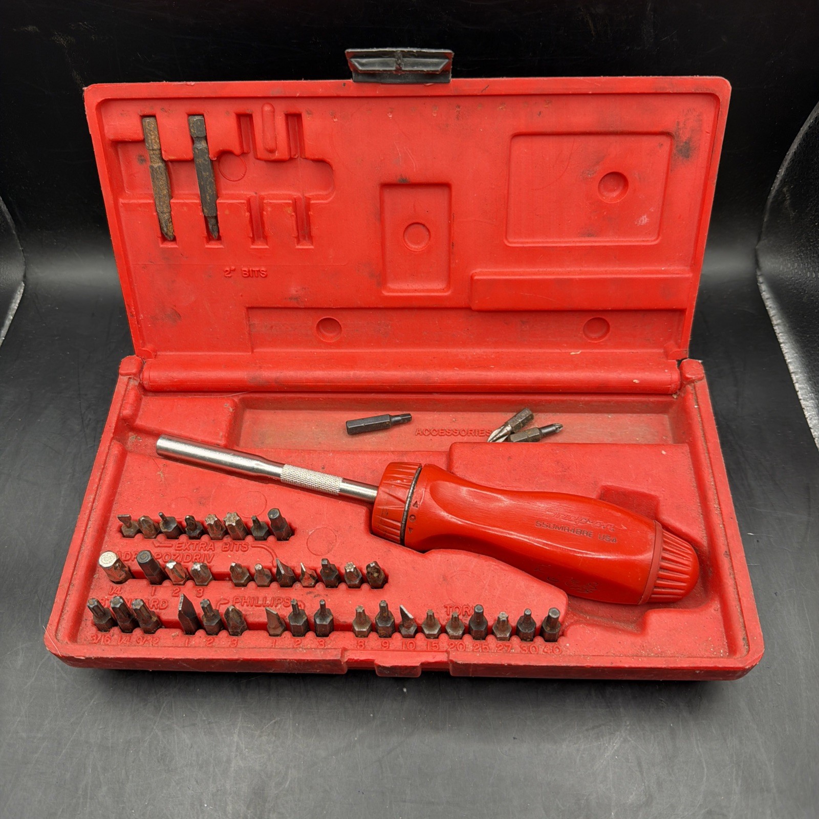 Snap On Tools Ratcheting Screwdriver Set Red Dale Earnhardt Bits & Case SSDMR220