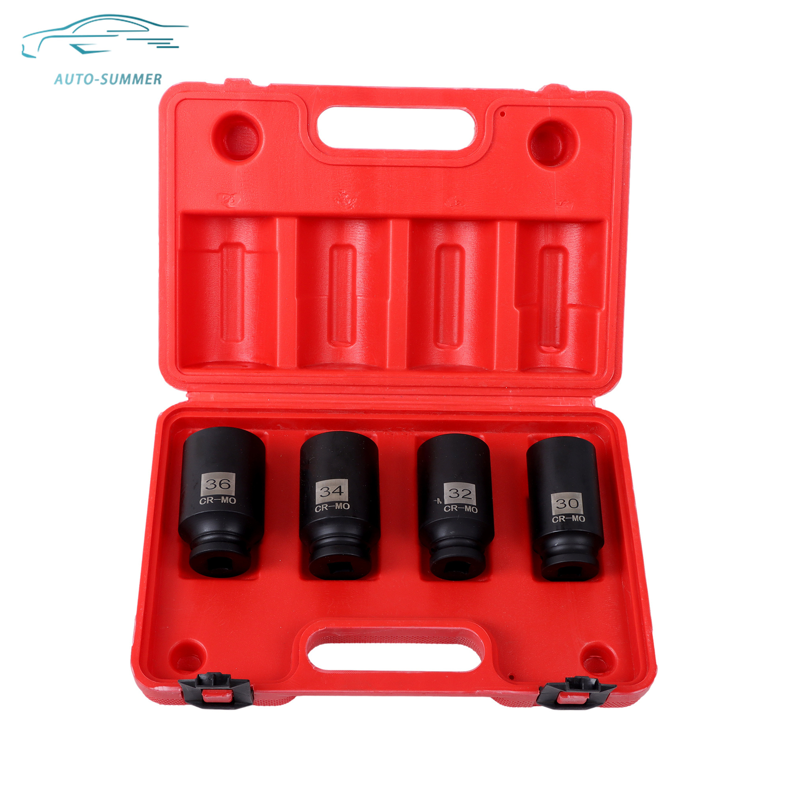 1/2″ Drive Deep Spindle Axle Nut Impact Socket Set 12 Point,30mm,32mm,34mm,36mm