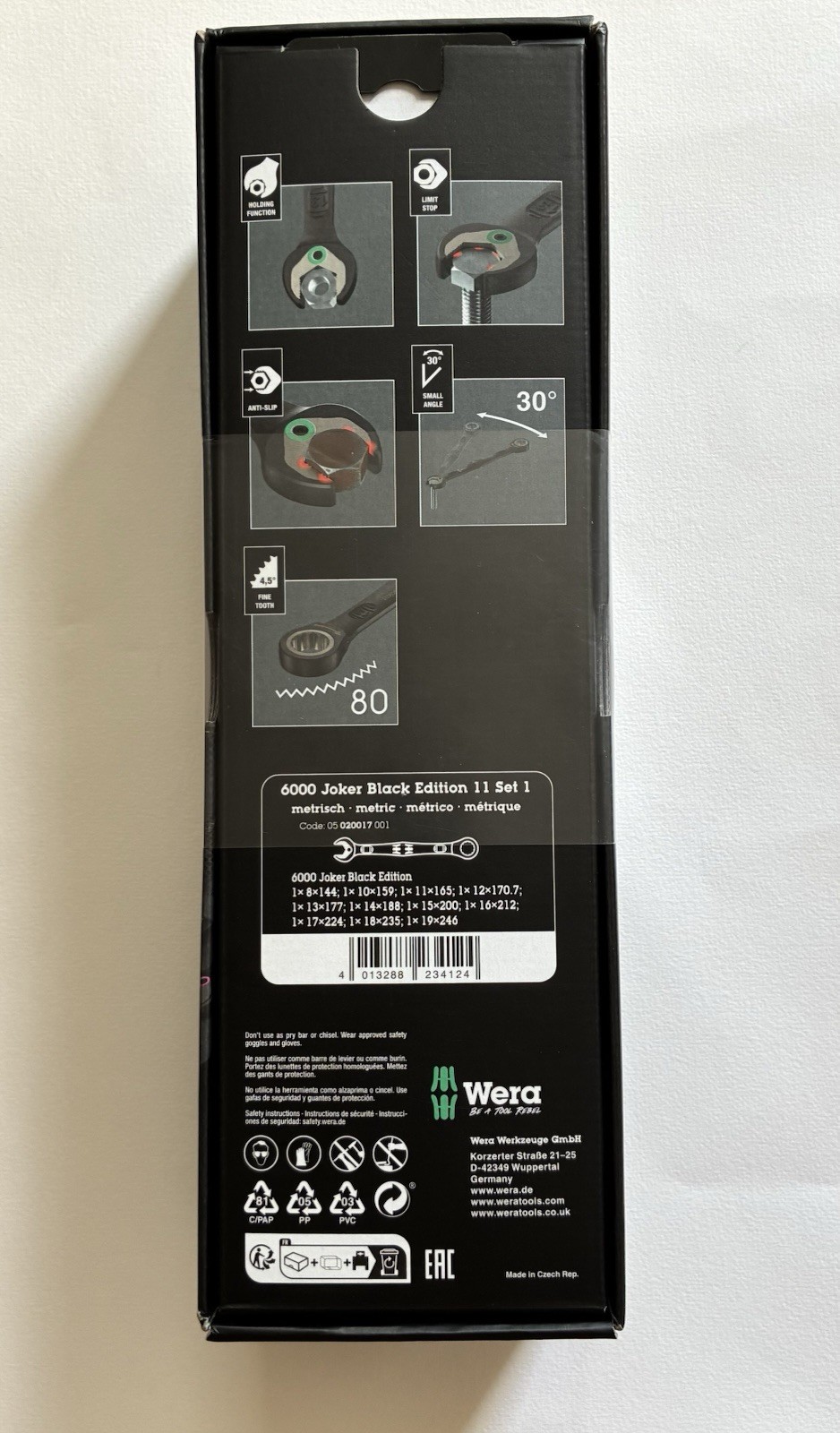 Wera 6000 Joker Black Limited Edition 11pc Ratchet Spanner Set Metric Sealed New