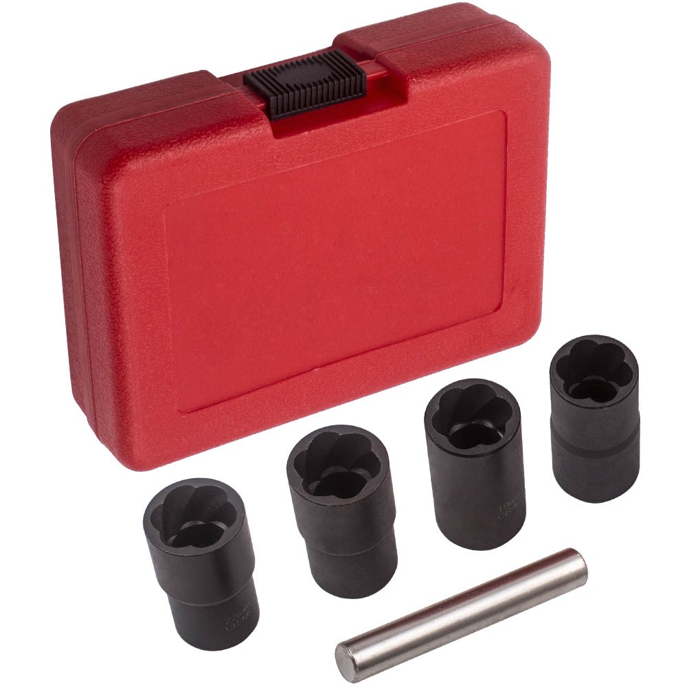 Twist Socket Set 4 Damaged Worn Lug Nut Lock Remover 17 19 21 22mm 5 pcs