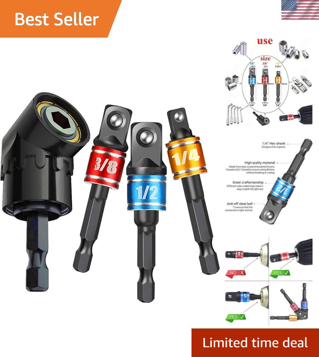 Heavy-Duty Impact Socket Adapter Set – Converts Drill to Versatile Socket Driver