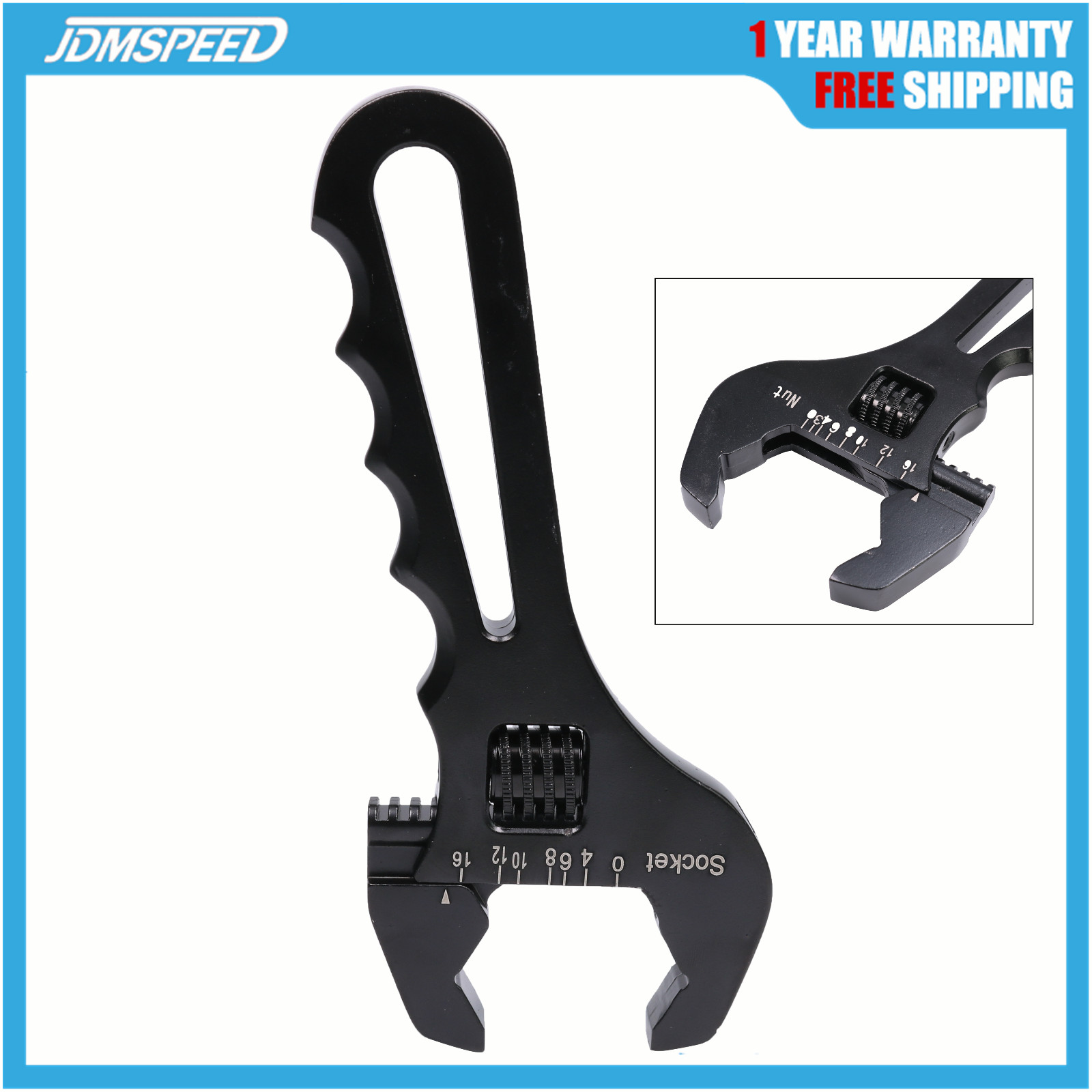 Aluminum 3AN-16AN Adjustable Wrench Tool Spanner Black For Hose End Fitting