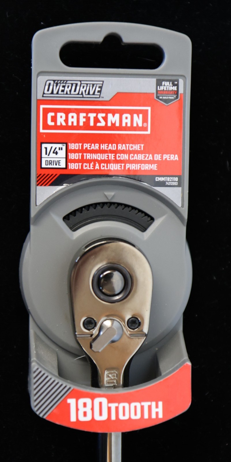 CRAFTSMAN OVERDRIVE 1/4″ Drive 180T Pear Head Ratchet (CMMT82110)