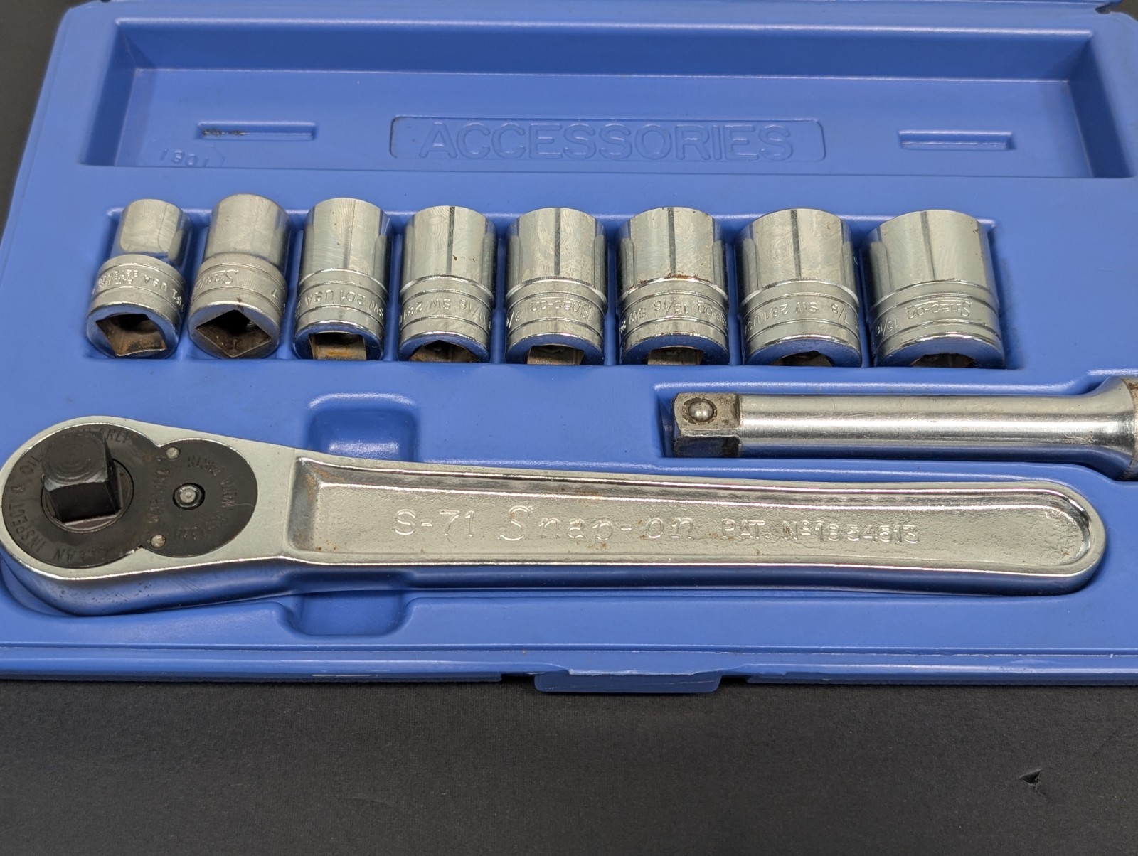Vintage Cummins Snap-on Tools 1/2” Drive 12 Point Sae Socket Set & Ratchet