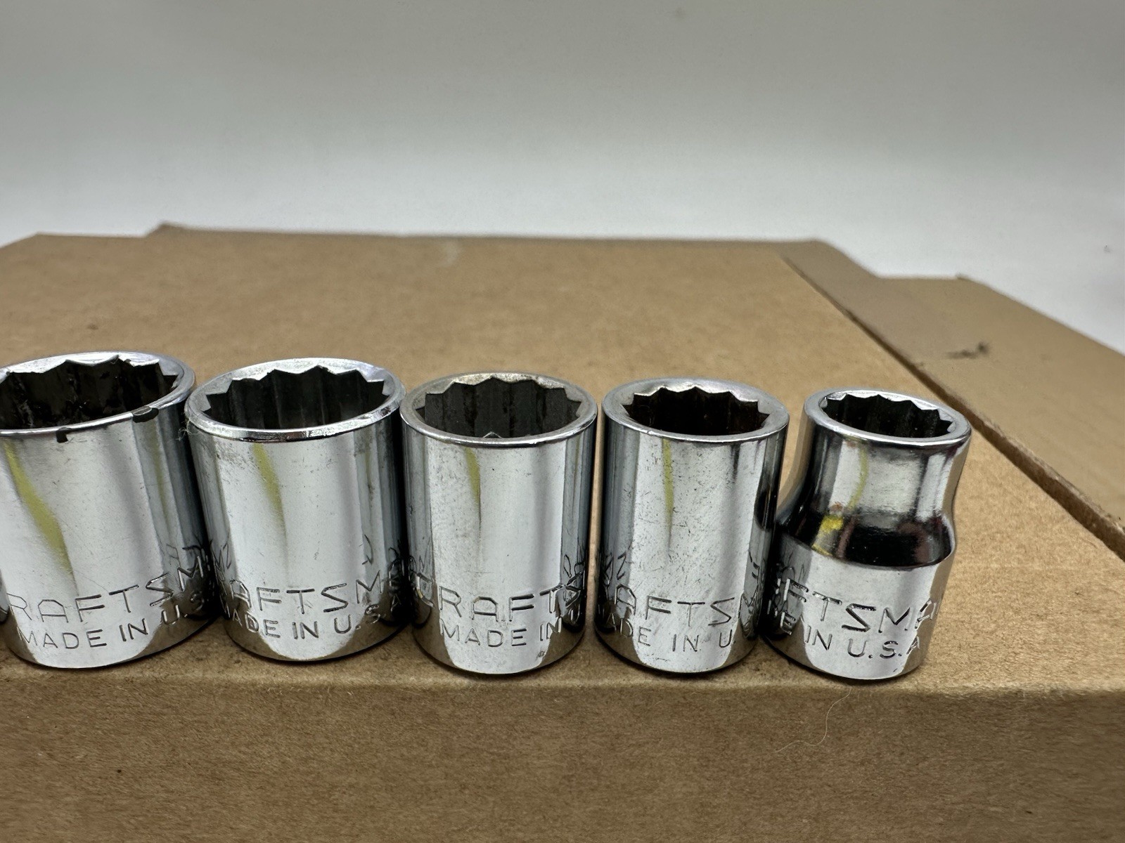 Craftsman USA 3/8 Drive SAE Socket Set 3/8-13/16 8pc 12PT G Vintage Very Good