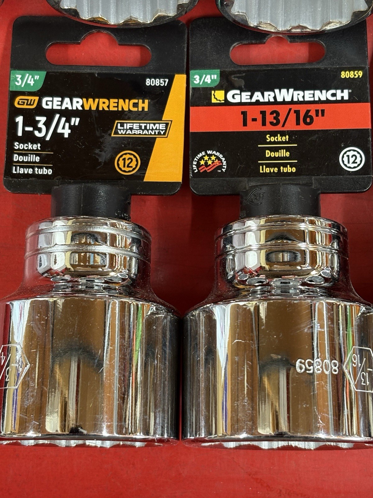 LOT OF 16 GEARWRENCH 3/4″ DRIVE STANDARD SHALLOW CHROME SOCKETS SET 7/8″ TO 2″