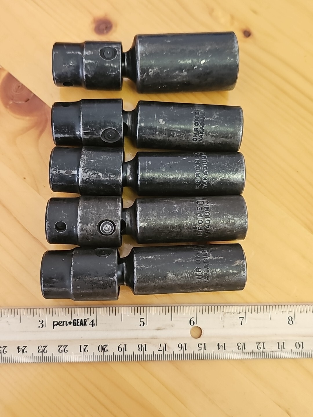 5pc. Unbranded 1/2″ Drive Deep Well Swivel Sockets 1/2, 9/16, 5/8, 11/16, 7/8″
