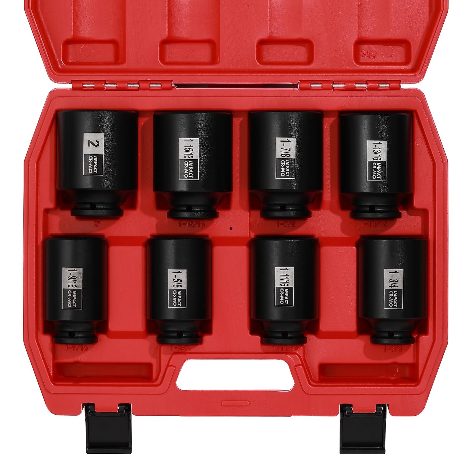 8PC 1/2″ Drive Deep Impact Socket Set, 6 Point CR-MO Spindle Axle Nut, SAE 1-9/1