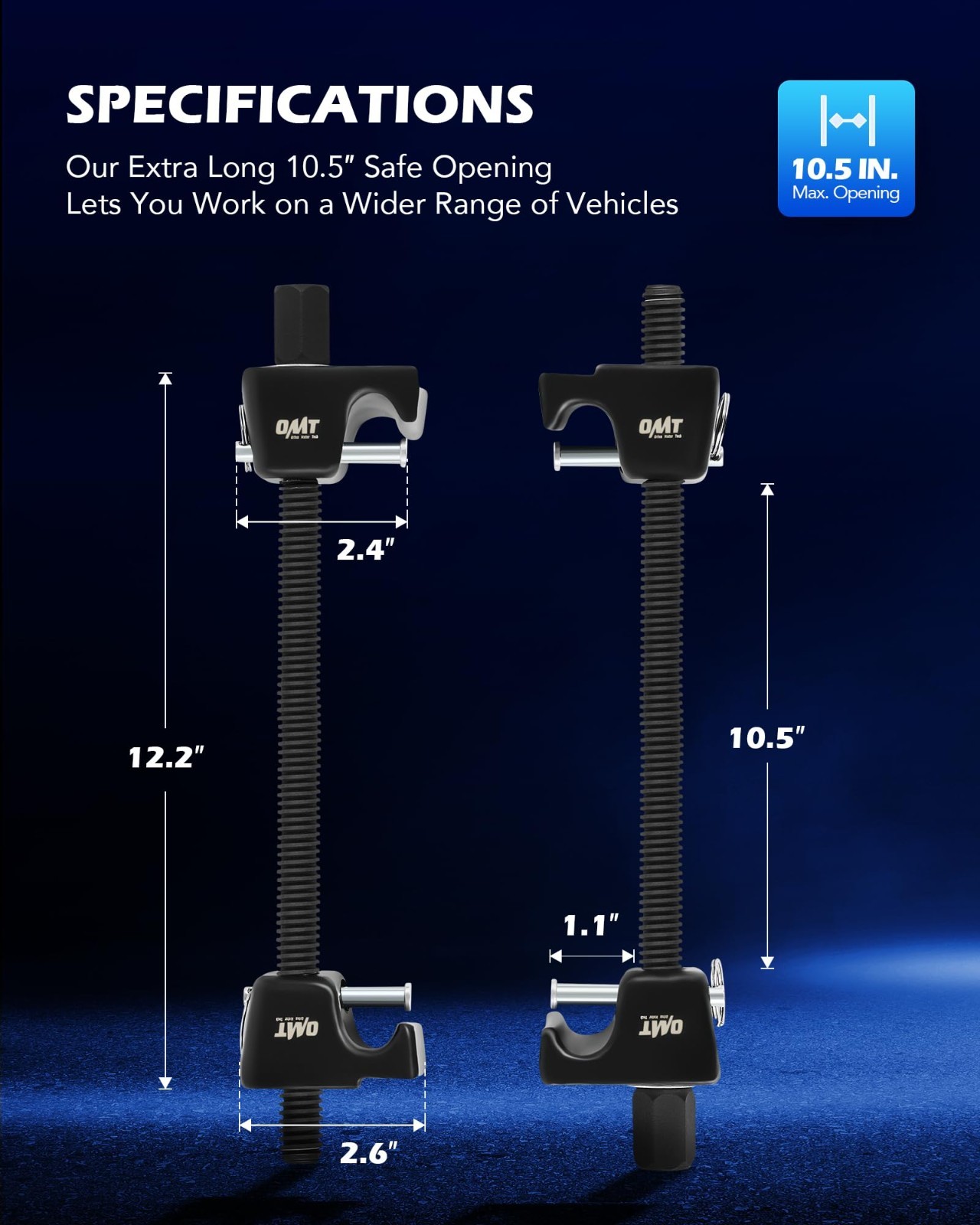 Heavy Duty Macpherson Strut Spring Compressor Tool Set, 10.5″ Range, 2pc, 1/2″ D