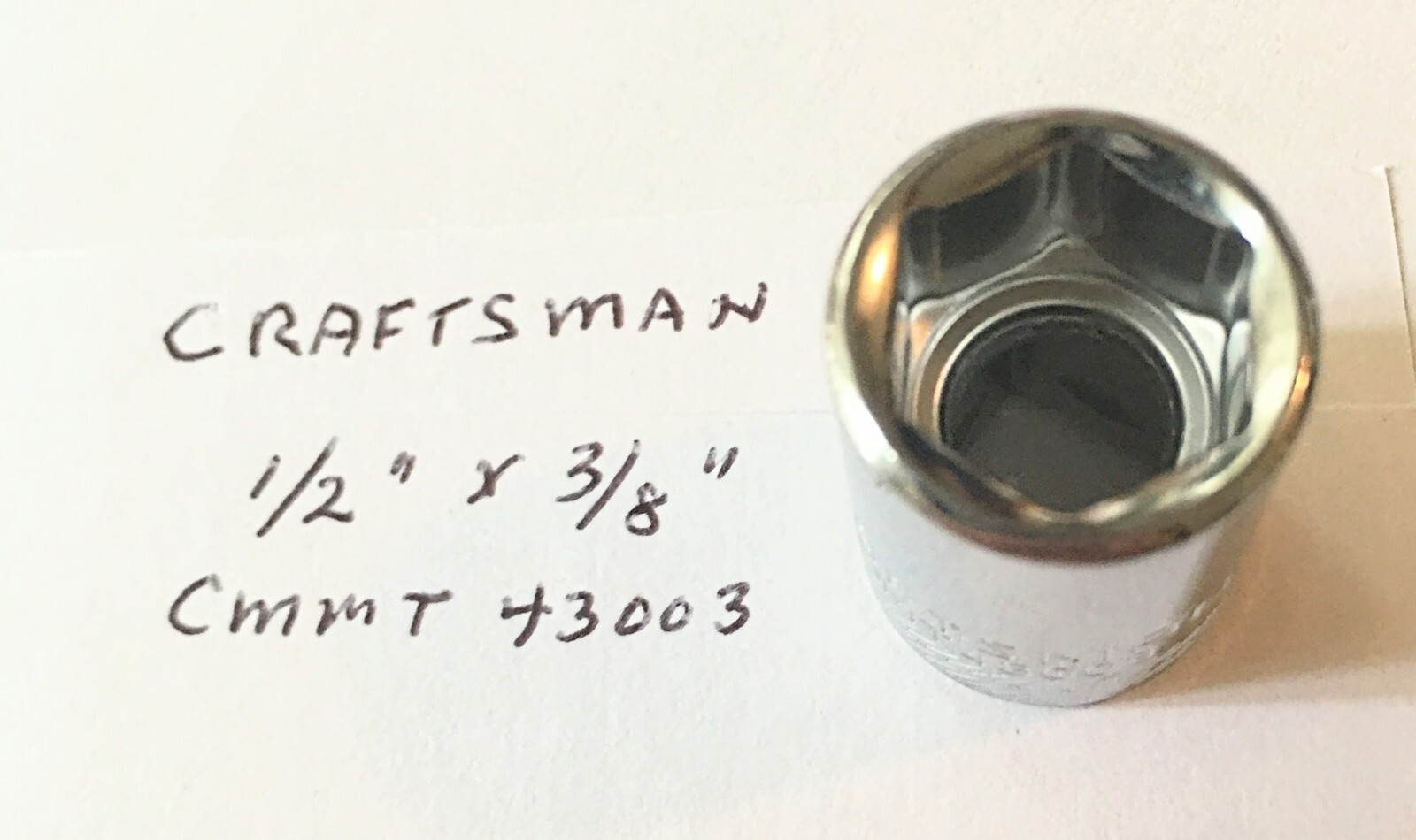 Craftsman 1/2″ x 3/8″ Dr Standard Shallow Socket 6 Point CMMT 43003