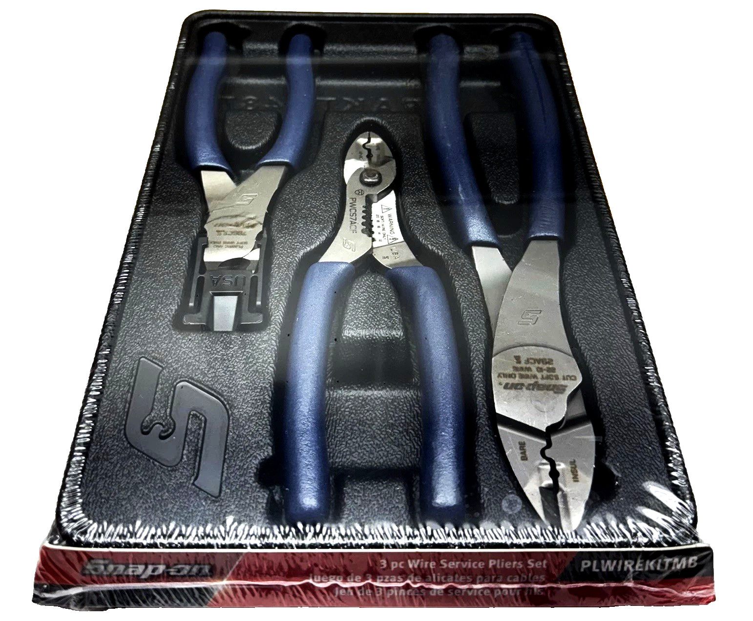 *NEW* SNAP-ON TOOLS PLWIREKIT MB 3pc *BLUE* Soft Grip Wire Service Pliers Set