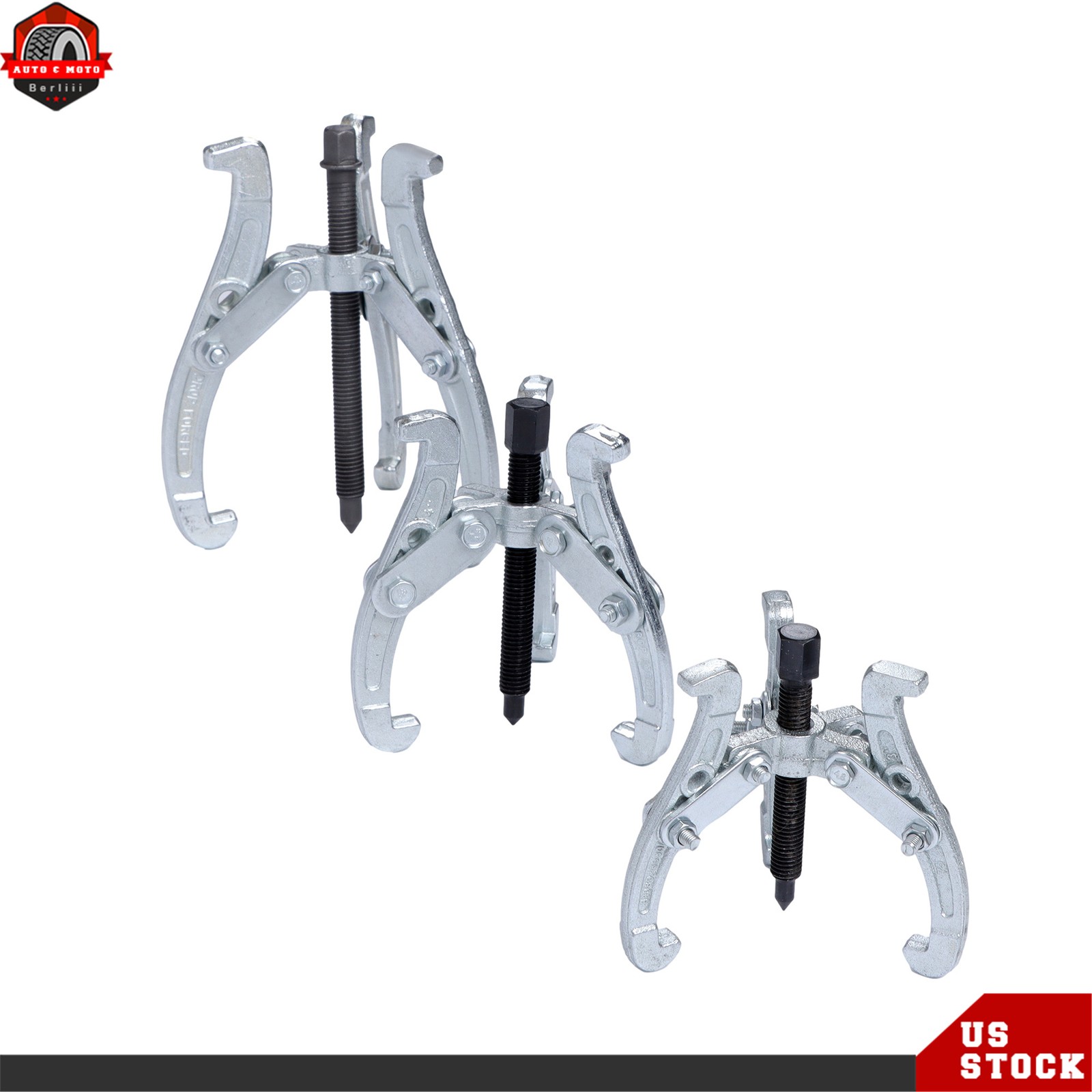 3 Jaw Gear Pulley Bearing Puller Set 3″ 4″ 6″ Reversible Small Legs 3Pcs