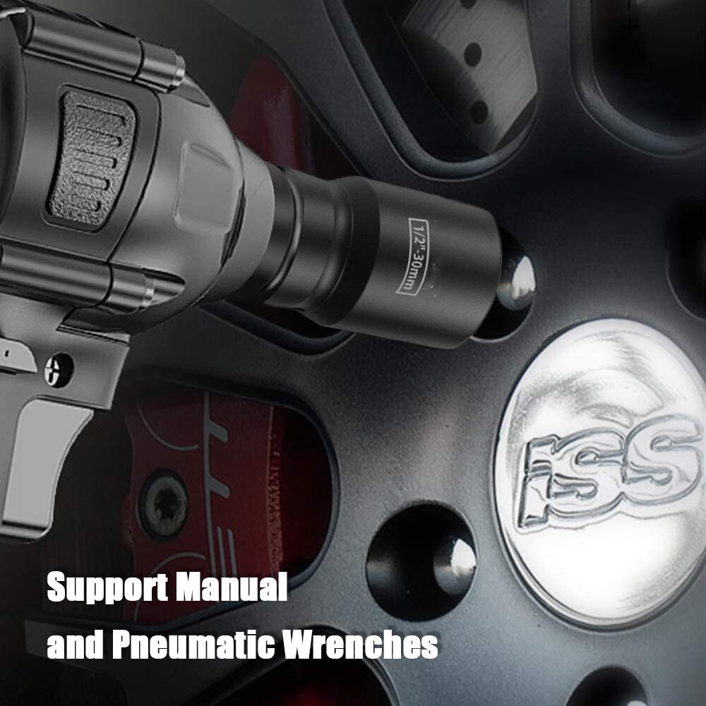 Impact Sockets Set 1/2 Inch Drive 35 PCS Metric 8mm-32mm Deep Length 6-Point Set