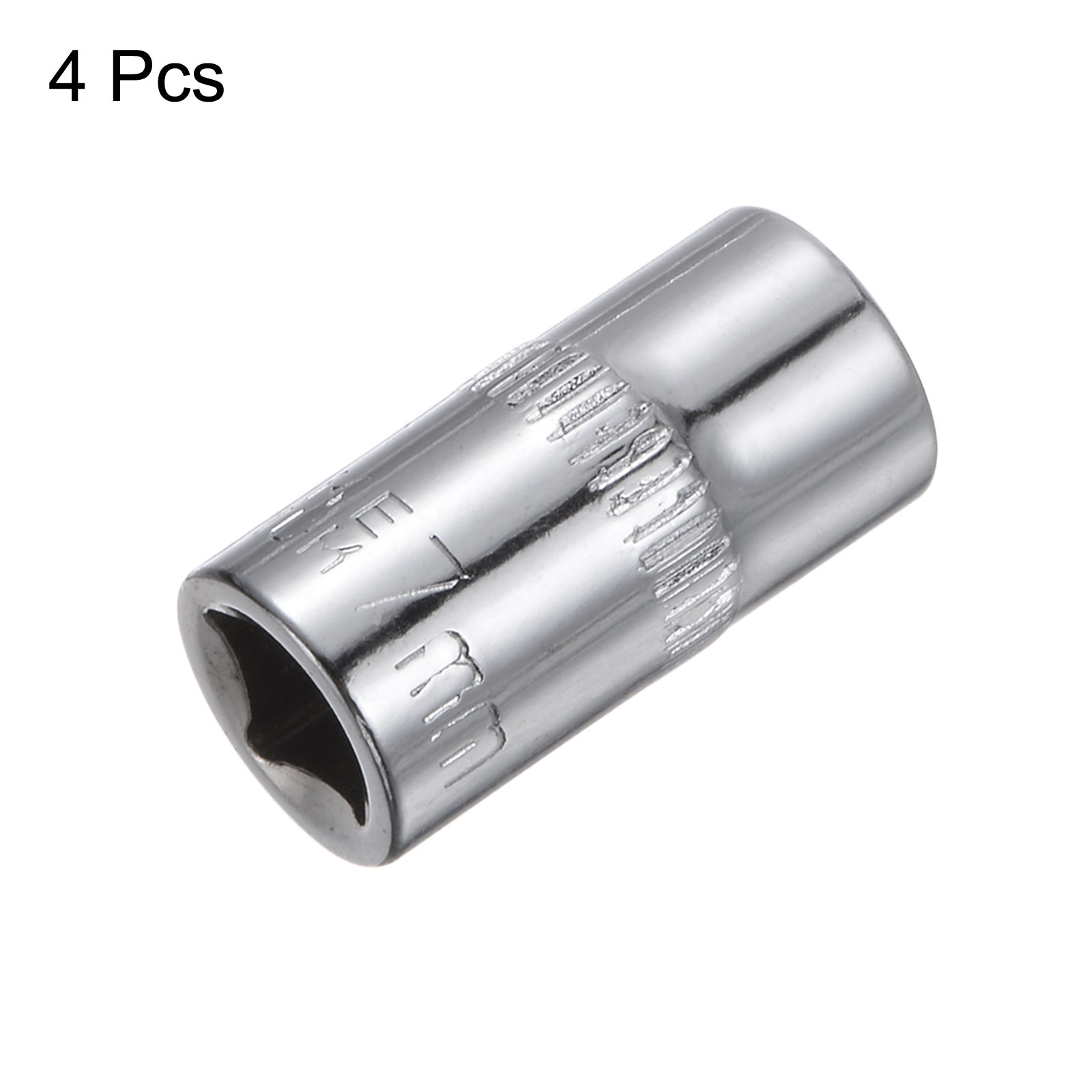 4Pcs 1/4-inch Drive 7mm Steel Chrome Plated 6-Point Shallow Socket