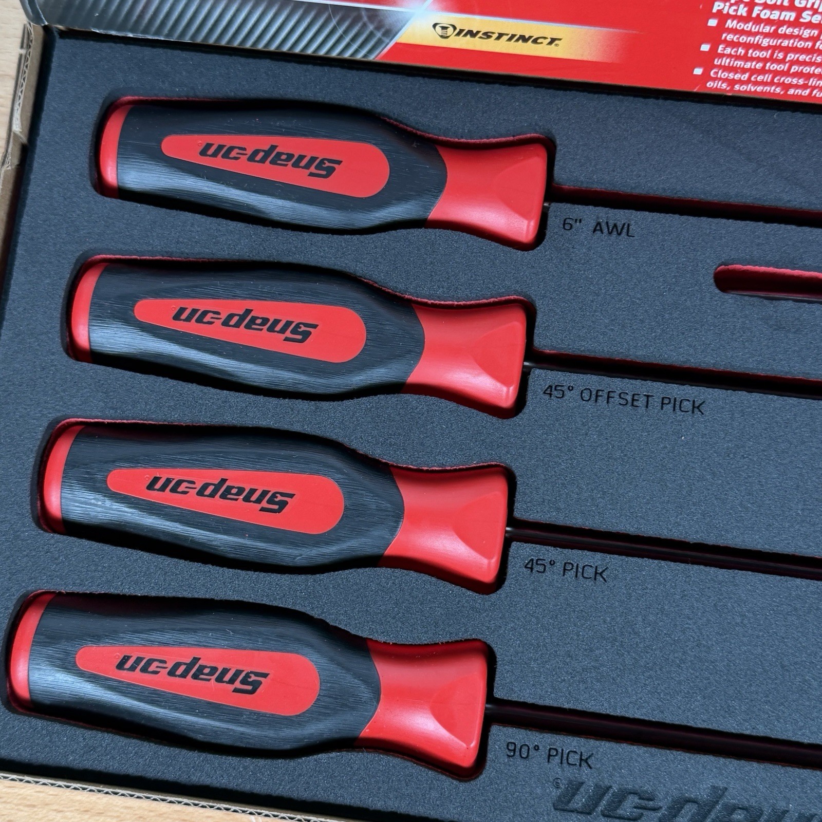 Snap-on 7pc RED Soft Grip Heavy-Duty Foam Pick Set SGLAS01FSETFR *BRAND NEW*