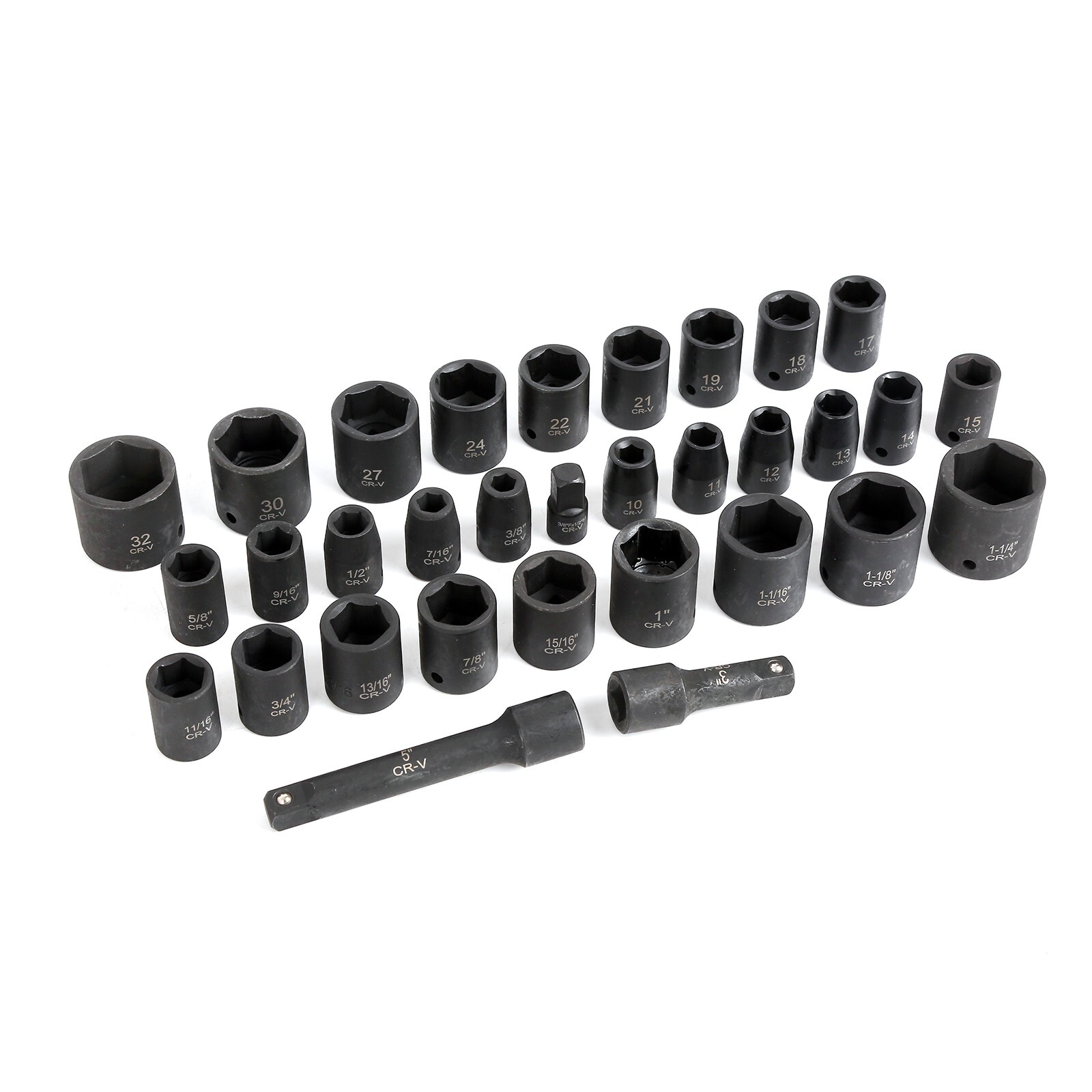 1/2″ Drive Pneumatic Impact Sockets 6-point Hex Socket Set SAE and Metric Size
